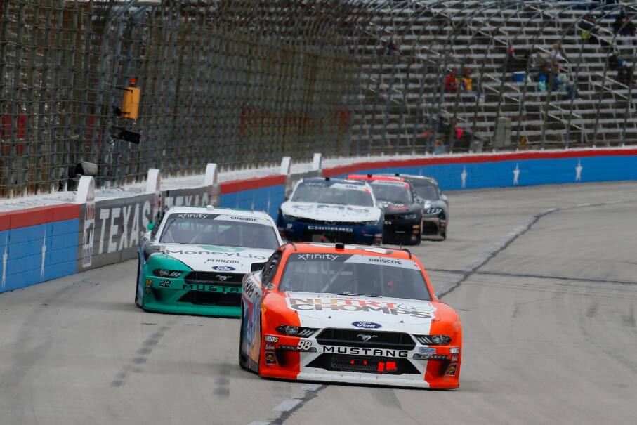 Stewart-Haas Racing’s Chase Briscoe looked to be headed to a win in Saturday’s Xfinity Series race. Stewart-Haas Racing’s Chase Briscoe looked to be headed to a win in Saturday’s Xfinity Series race.